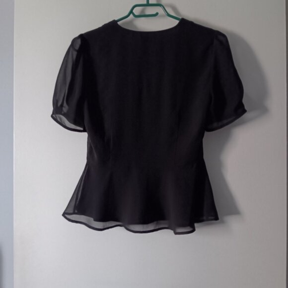 WILFRED Black Button Front Chiffon Blouse 2 - Picture 5 of 9